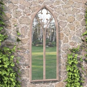 vidaXL Oglindă de grădină, nisipiu, 100x45 cm, fier, uz exterior imagine
