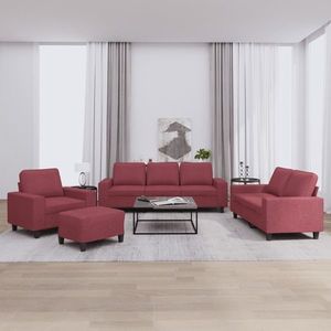 vidaXL Set de canapea, 4 piese, roșu vin, material textil imagine