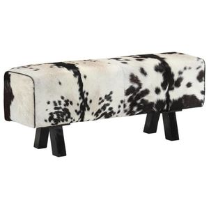 vidaXL Bancă, alb-negru, 110x30x45 cm, piele naturală de capră imagine