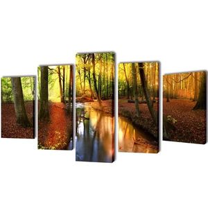 Set tablouri de perete cu imprimeu pădure, 200 x 100 cm imagine