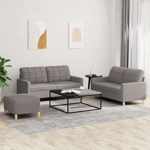 vidaXL Set de canapea cu perne, 3 piese, gri taupe, material textil imagine