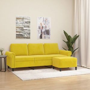 vidaXL Canapea cu 3 locuri și taburet, galben, 180 cm, catifea imagine