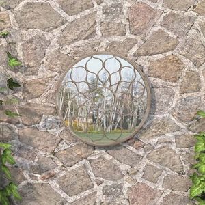 vidaXL Oglindă de grădină rotundă, nisipiu, 40x3 cm, fier, uz exterior imagine