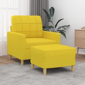 vidaXL Fotoliu canapea cu taburet, galben deschis, 60 cm, textil imagine