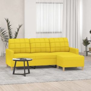 vidaXL Canapea cu 3 locuri și taburet, galben deschis, 180 cm, textil imagine