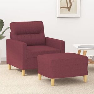 vidaXL Fotoliu canapea cu taburet, roșu vin, 60 cm, material textil imagine