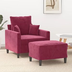 vidaXL Fotoliu canapea cu taburet, roșu vin, 60 cm, catifea imagine