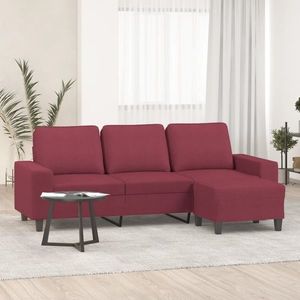 vidaXL Canapea cu 3 locuri și taburet, roșu vin, 180 cm, textil imagine