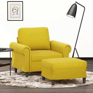 vidaXL Fotoliu canapea cu taburet, galben, 60 cm, catifea imagine