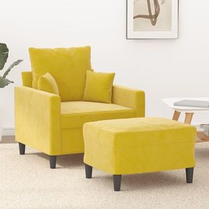vidaXL Fotoliu canapea cu taburet, galben, 60 cm, catifea imagine
