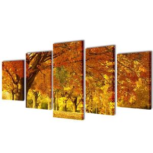Set tablouri din pânză cu imprimeu arțar, 100 x 50 cm imagine