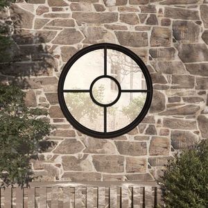vidaXL Oglindă de grădină rotundă, negru, 40x4 cm, fier, uz exterior imagine