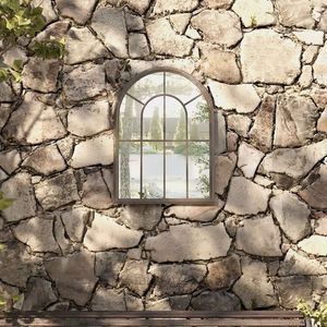 vidaXL Oglindă de grădină, nisipiu, 60x45 cm, fier pentru uz exterior imagine