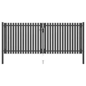 vidaXL Poartă de gard grădină, antracit, 4 x 1, 7 m, oțel imagine