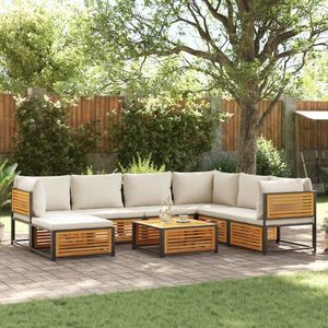 vidaXL Set de canapele de grădină cu perne, 8 piese, lemn masiv acacia imagine
