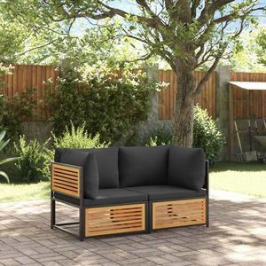 vidaXL Set canapea de grădină, 2 piese, cu perne, lemn masiv de acacia imagine