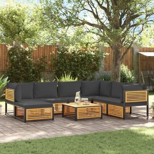 vidaXL Set de canapele de grădină cu perne, 8 piese, lemn masiv acacia imagine