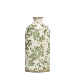 Vaza Green Leaves din ceramica alb antichizat 11.5x25.5 cm imagine