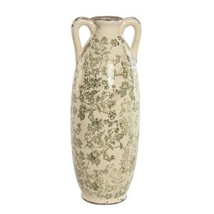 Vaza Shabby Leaves din ceramica crem 13x35 cm imagine