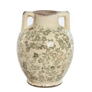 Vaza Shabby Leaves din ceramica crem 17x22 cm imagine