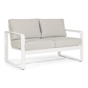 Canapea cu 2 locuri pentru gradina/terasa Merrigan, Bizzotto, 134 x 78 x 84 cm, aluminiu/tesatura ofelin, alb imagine