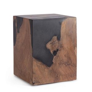 Masuta de cafea Melty, Bizzotto, 30 x 30 x 40 cm, radacini din lemn de tec/rasina, negru/natural imagine