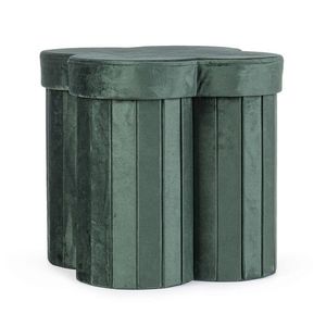 Taburet cu spatiu de depozitare Jocelyn, Bizzotto, 40x40x40 cm, MDF/catifea, verde imagine