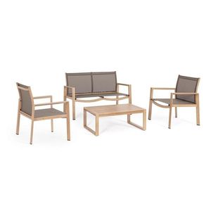 Set mobilier de gradina 4 piese Kallen, Bizzotto, aluminiu/textilena 2x1, natural imagine