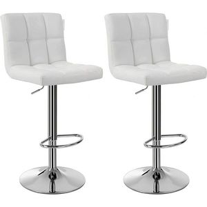 Set 2 scaune de bar pentru bucatarie, Vasagle, 44.5 x 38 x 95-115 cm, rotativ 360, piele ecologica/otel fromat, alb imagine