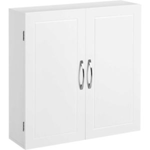 Dulap pentru baie / cabinet de perete Vasagle, 60x18x60 cm, max. 10 kg, MDF, alb mat imagine