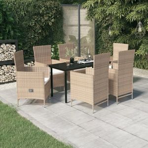 vidaXL Set mobilier pentru grădină, cu perne, 7 piese, bej imagine