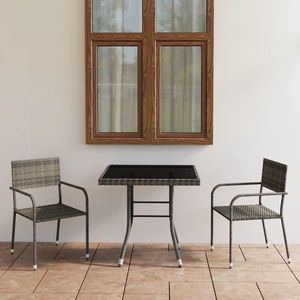 vidaXL Set mobilier de grădină, gri, 3 piese, antracit, poli ratan imagine