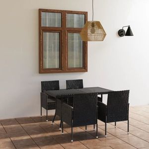 vidaXL Set mobilier de grădină, 5 piese, negru, poliratan imagine