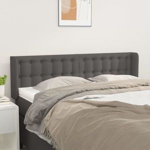 vidaXL Tăblie de pat cu aripioare gri 147x16x78/88 cm piele ecologică imagine