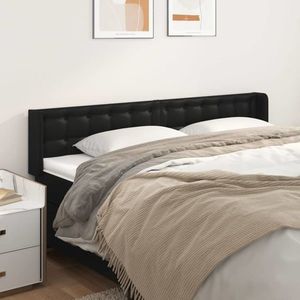 vidaXL Tăblie de pat cu aripioare negru 163x16x78/88cm piele ecologică imagine