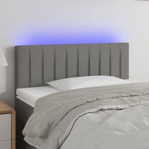 vidaXL Tăblie de pat cu LED, gri închis, 90x5x78/88 cm, textil imagine