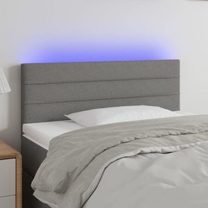 vidaXL Tăblie de pat cu LED, gri închis, 100x5x78/88 cm, textil imagine