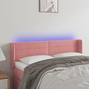 vidaXL Tăblie de pat cu LED, roz, 147x16x78/88 cm, catifea imagine