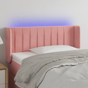 vidaXL Tăblie de pat cu LED, roz, 103x16x78/88 cm, catifea imagine