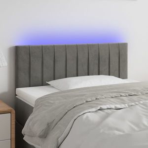 vidaXL Tăblie de pat cu LED, gri deschis, 90x5x78/88 cm, catifea imagine