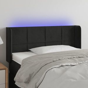 vidaXL Tăblie de pat cu LED, negru, 103x16x78/88 cm, catifea imagine