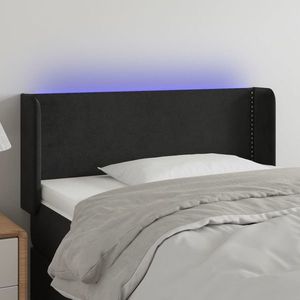 vidaXL Tăblie de pat cu LED, negru, 83x16x78/88 cm, catifea imagine