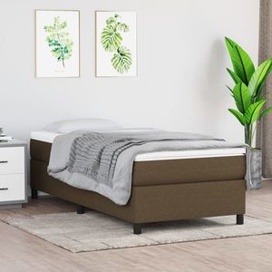 vidaXL Pat box spring cu saltea, maro închis, 90x190 cm, textil imagine