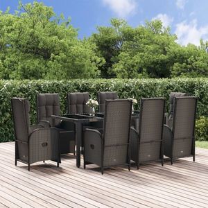 vidaXL Set mobilier de grădină cu perne, 9 piese, negru imagine