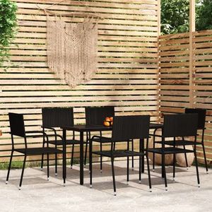 vidaXL Set de mobilier pentru grădină, 7 piese, negru imagine