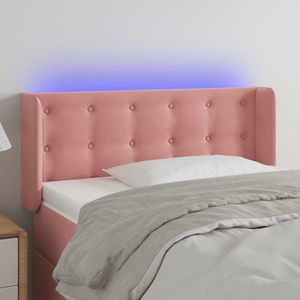 vidaXL Tăblie de pat cu LED, roz, 93x16x78/88 cm, catifea imagine