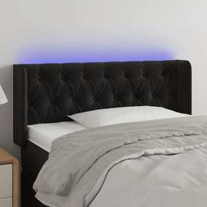 vidaXL Tăblie de pat cu LED, negru, 93x16x78/88 cm, catifea imagine