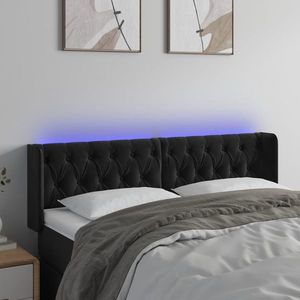 vidaXL Tăblie de pat cu LED, negru, 163x16x78/88 cm, catifea imagine