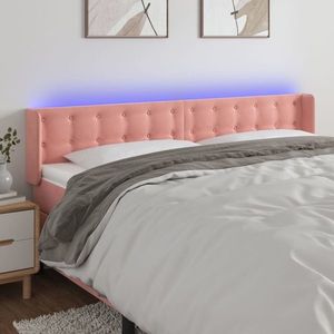 vidaXL Tăblie de pat cu LED, roz, 203x16x78/88 cm, catifea imagine