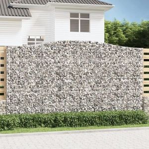 vidaXL Coșuri gabion arcuite, 9 buc, 400x50x220/240cm, fier galvanizat imagine